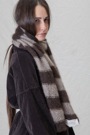 hk striped scarf plume mohair silk brown