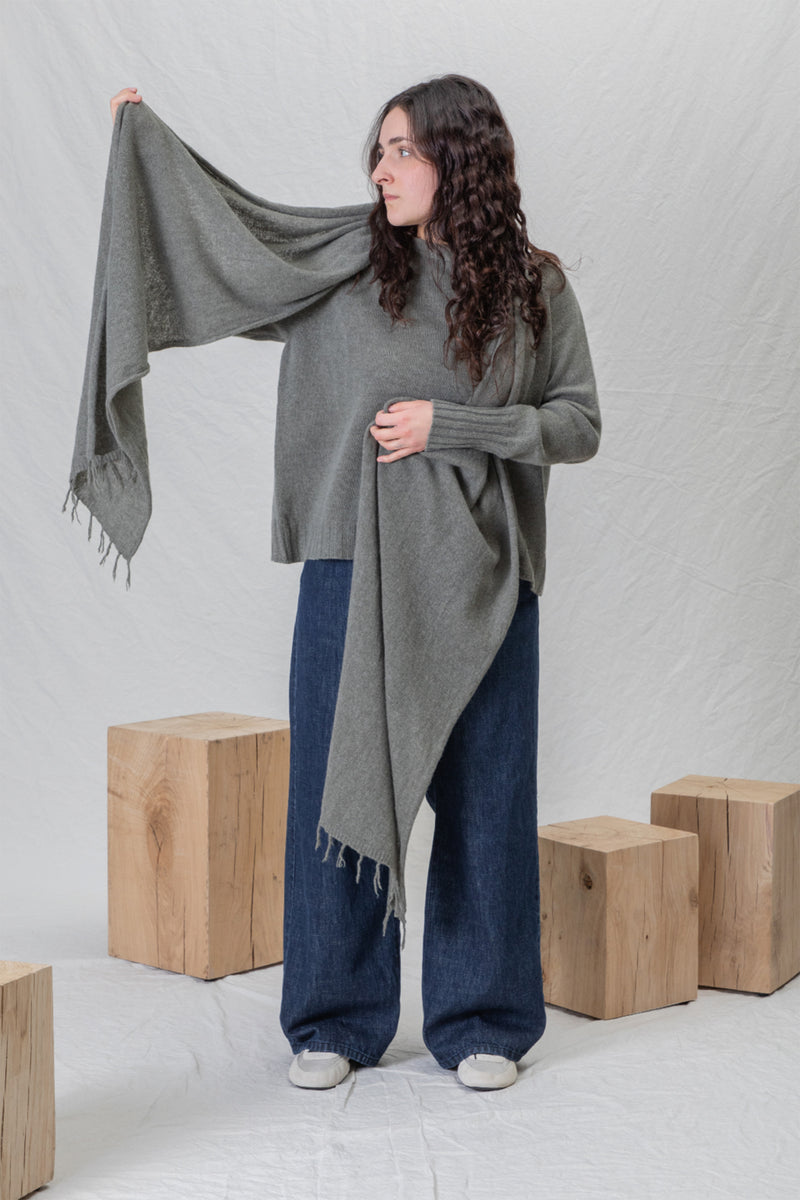 scarf sciarpa frange ws cashmere taupe