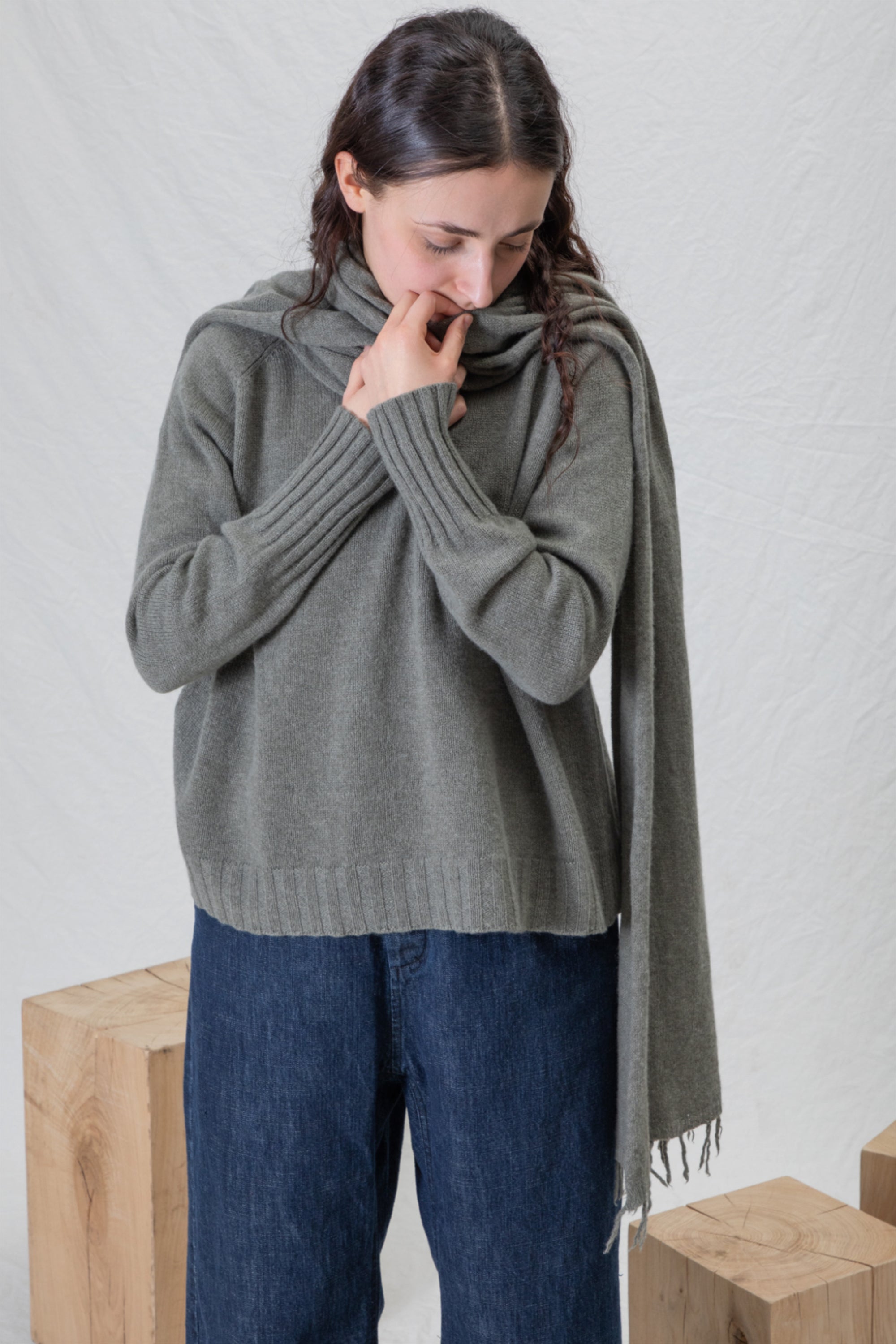 scarf sciarpa frange ws cashmere taupe
