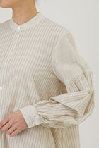dobby stripe bow tie blouse ivory
