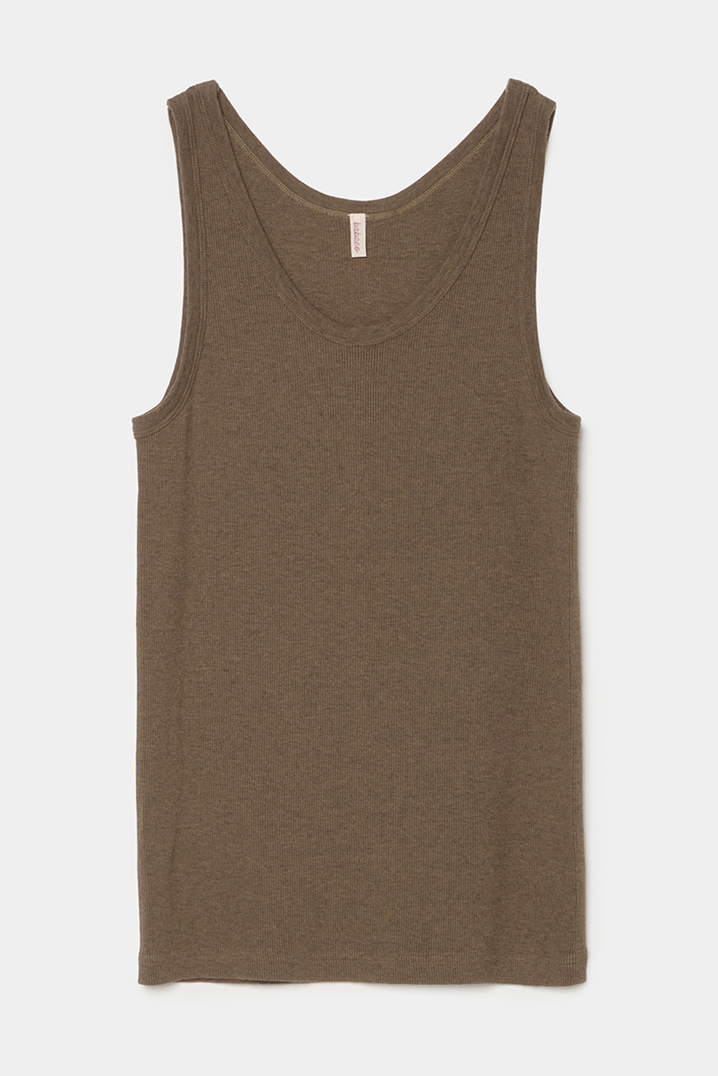 rib tank top taupe brown