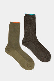 2 pairs of words socks black gold / khaki glitter