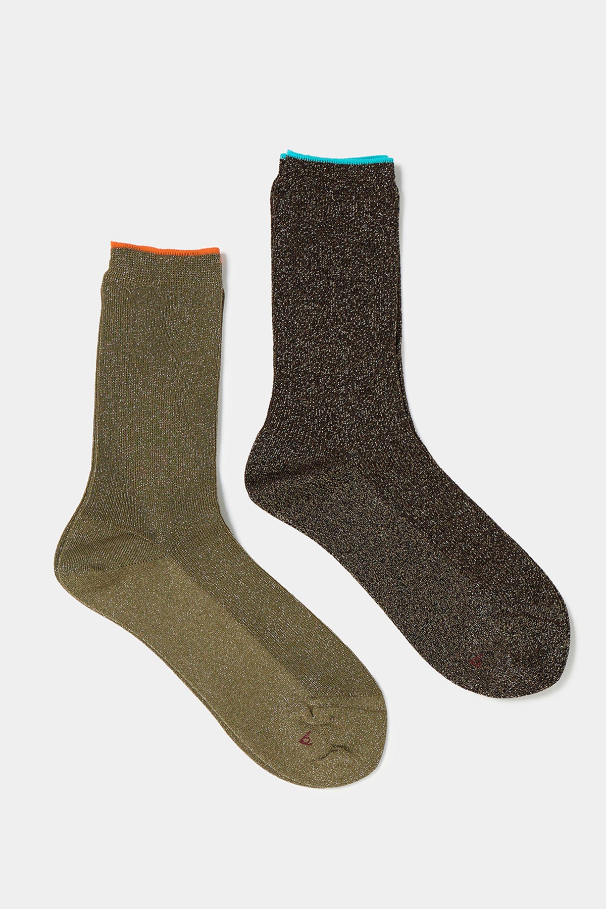 2 pairs of words socks black gold / khaki glitter