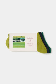 3 pair of colors woolen socks green