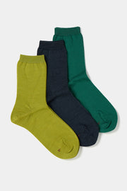 3 pair of colors woolen socks green
