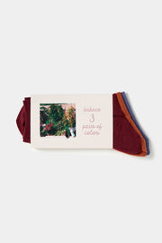 3 pair of colors woolen socks flower garden