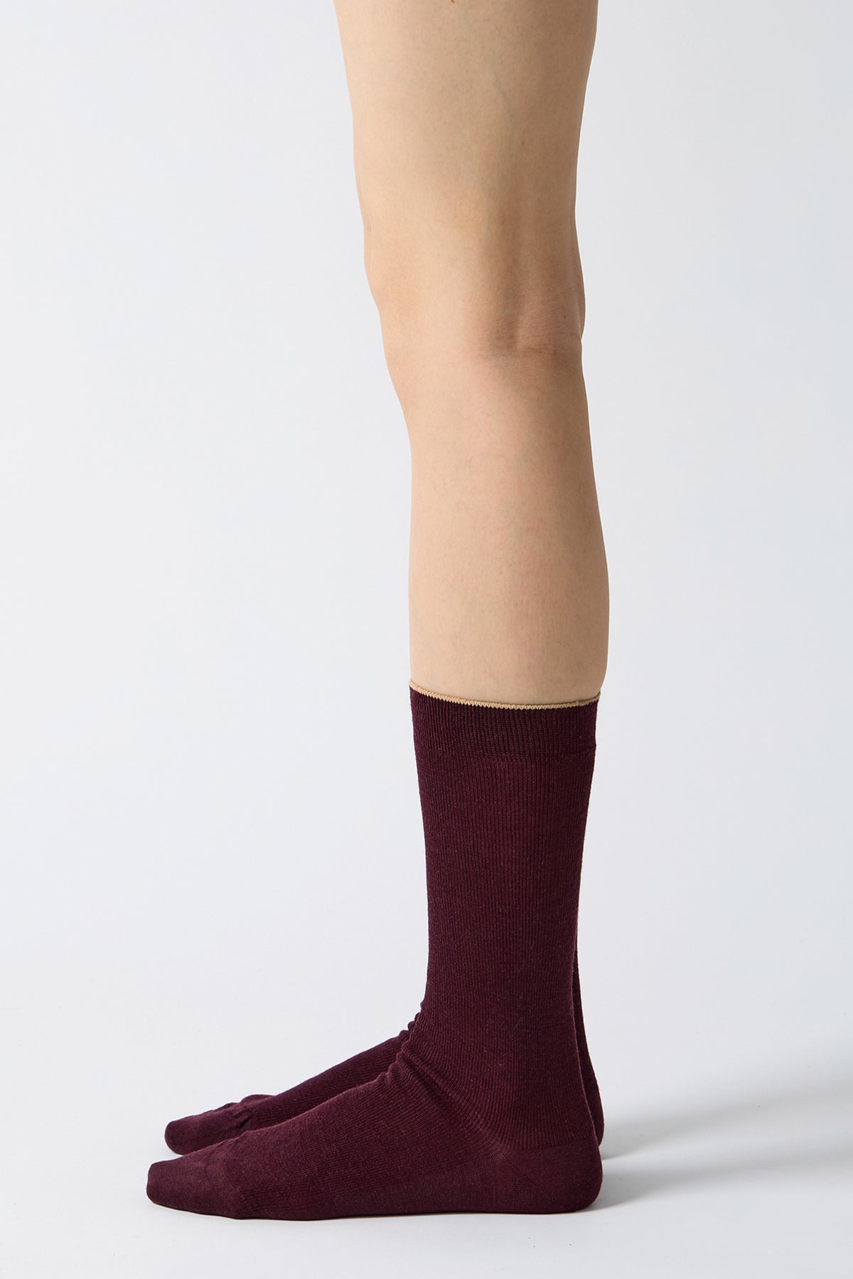 woolen fine ribbed socks burgundy