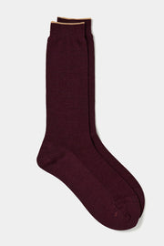 woolen fine ribbed socks burgundy