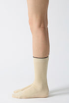 woolen fine ribbed socks cream