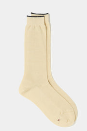 woolen fine ribbed socks cream