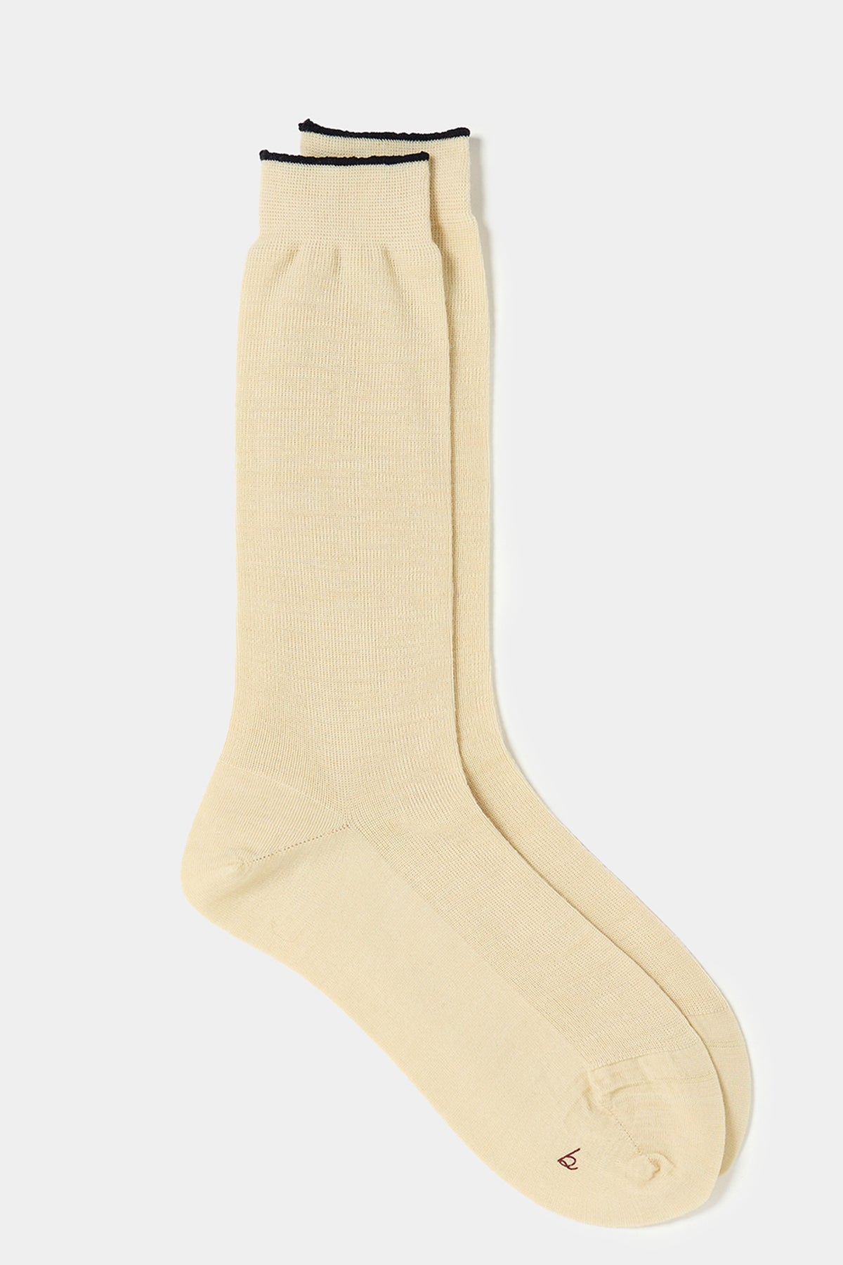 woolen fine ribbed socks cream
