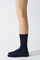 woolen fine ribbed socks navy