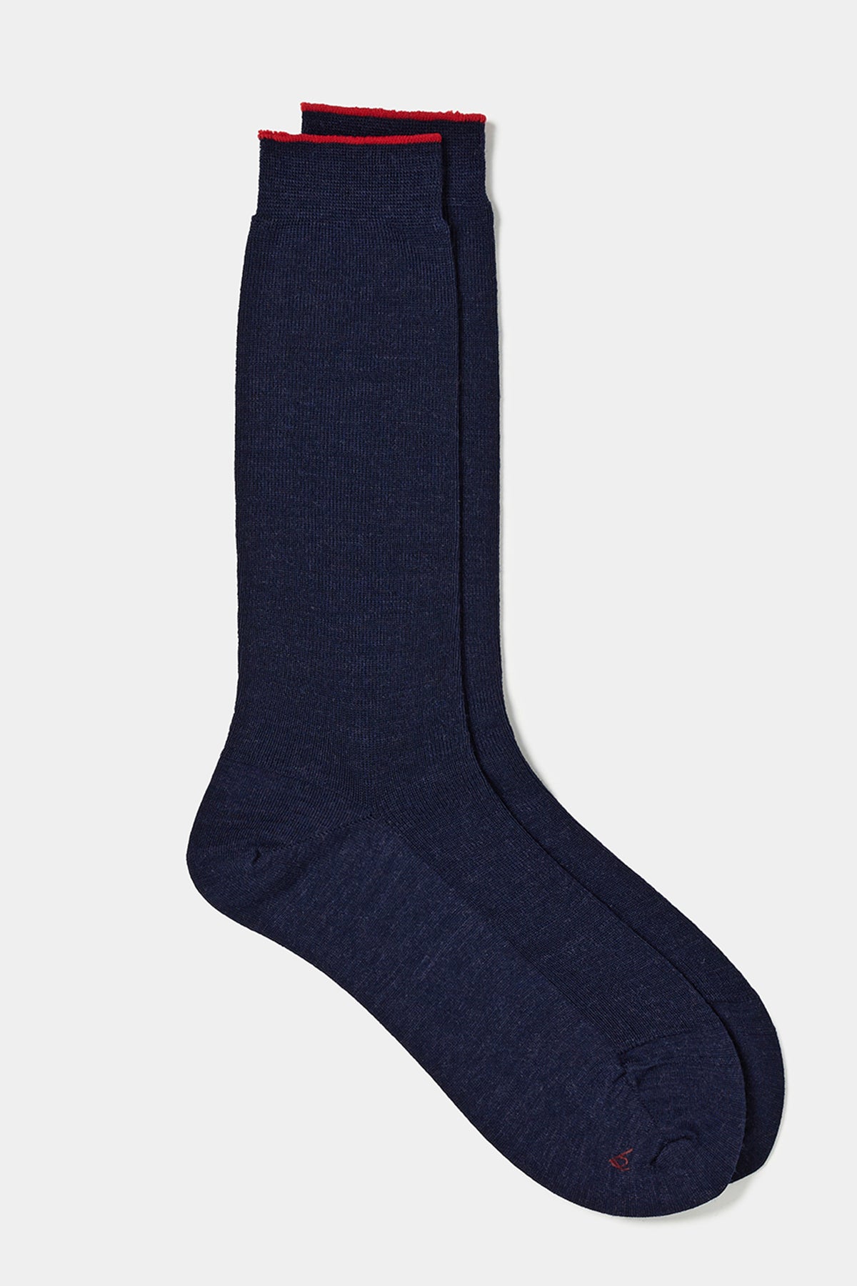 woolen fine ribbed socks navy