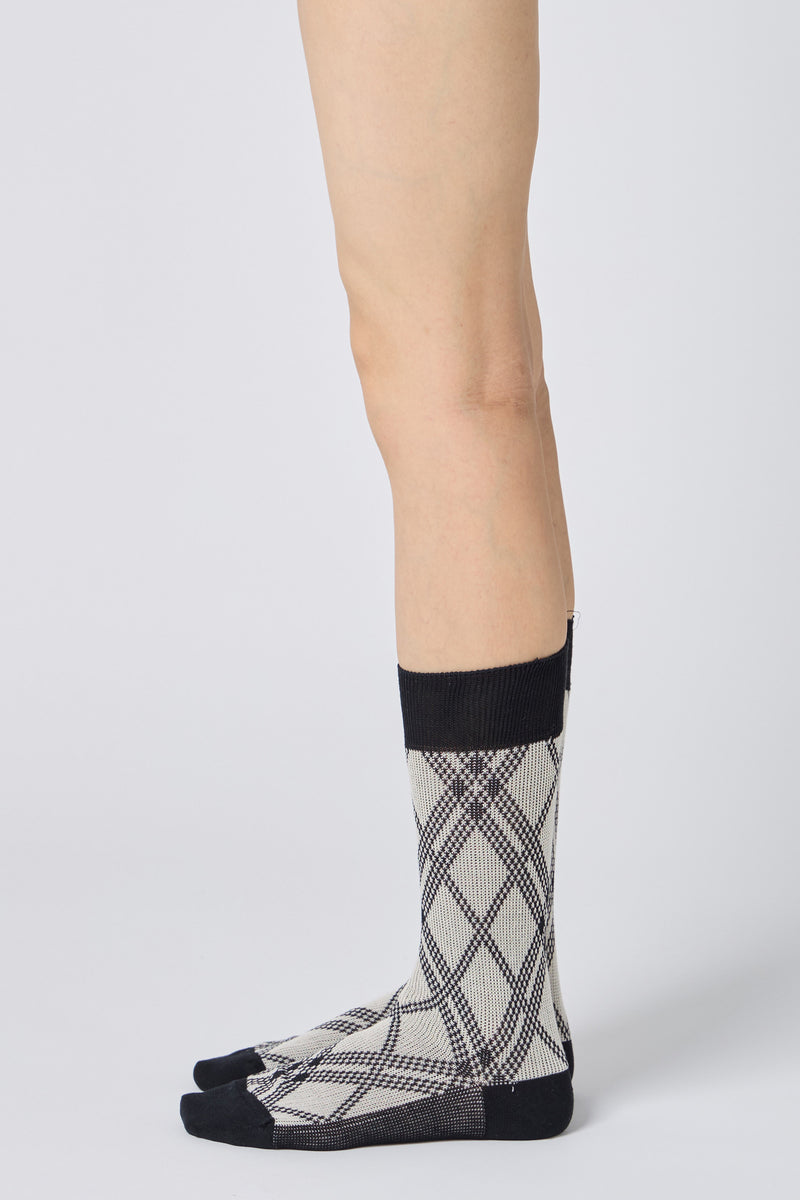 jacquard check socks black