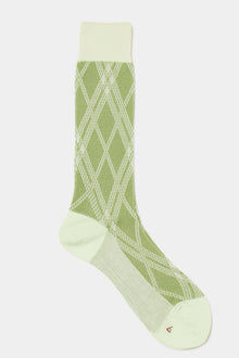 jacquard check socks matcha