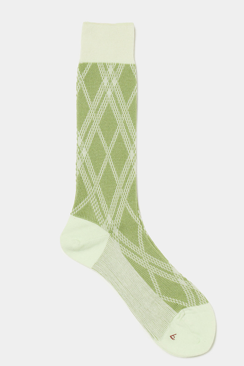 jacquard check socks matcha