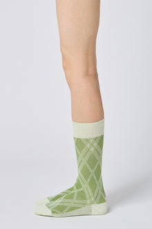 jacquard check socks matcha