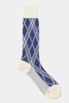 jacquard check socks navy