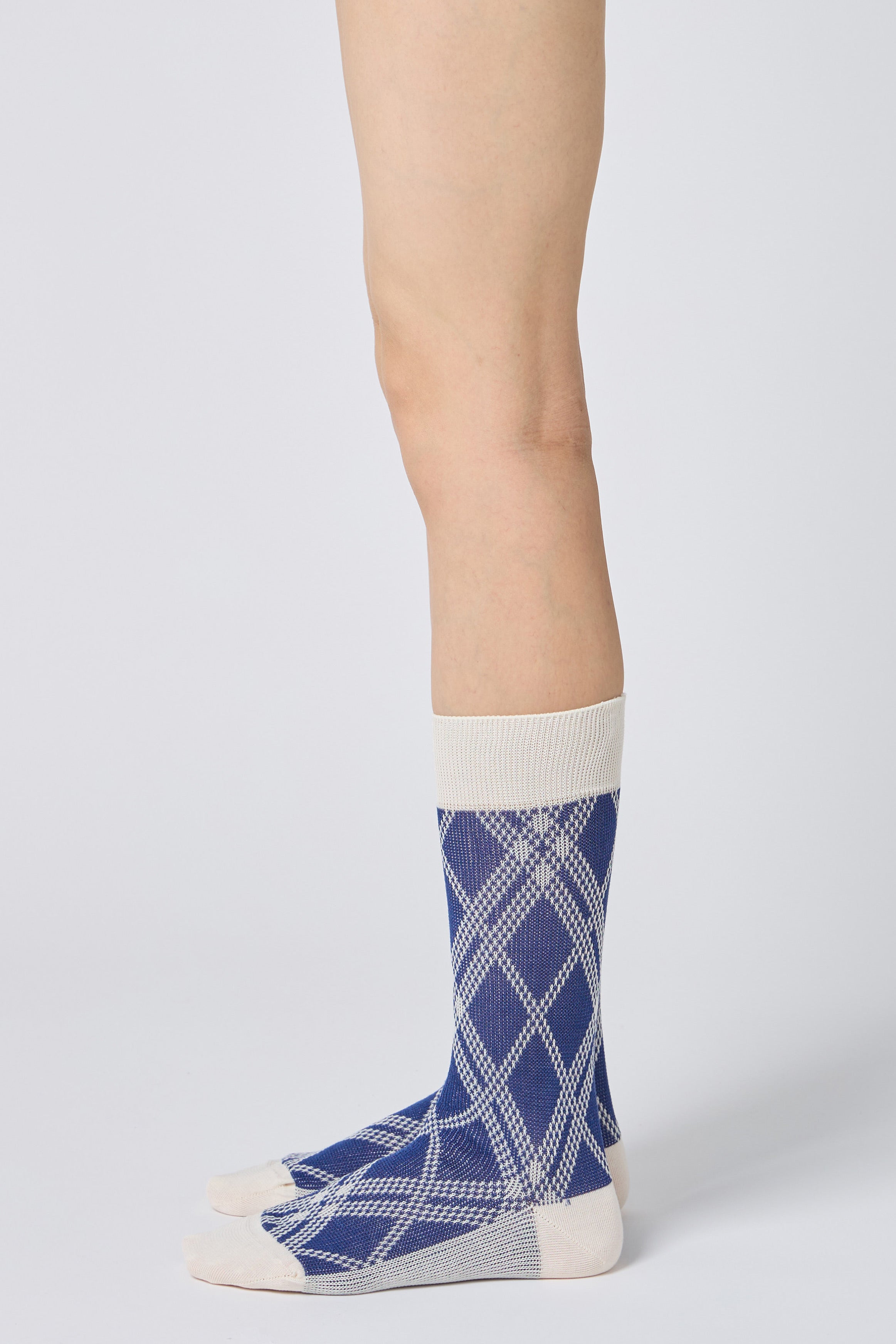 jacquard check socks navy