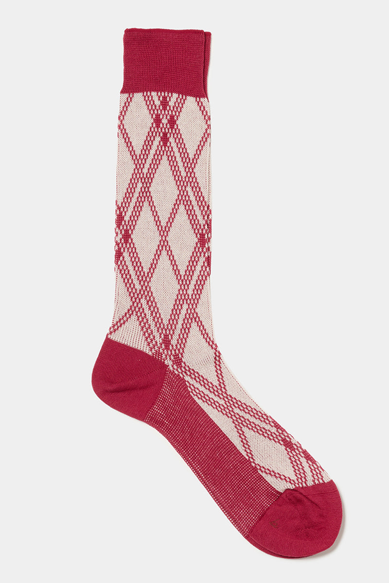 jacquard check socks red