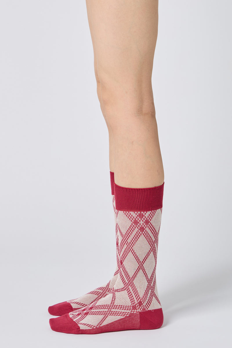 jacquard check socks red