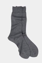 silk wide rib socks grey