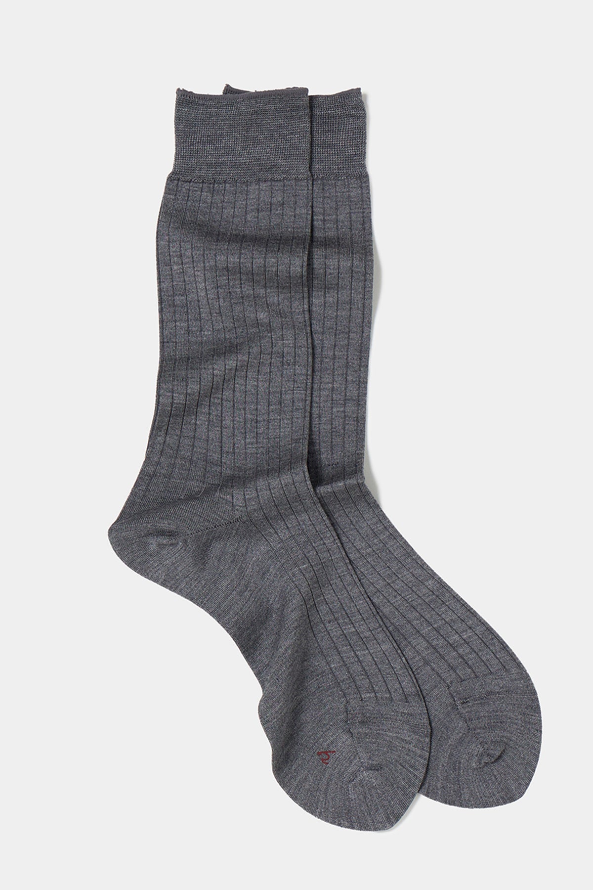 silk wide rib socks grey