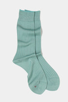 silk wide rib socks pale green