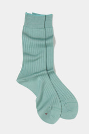 silk wide rib socks pale green