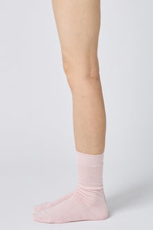 silk wide rib socks powder pink