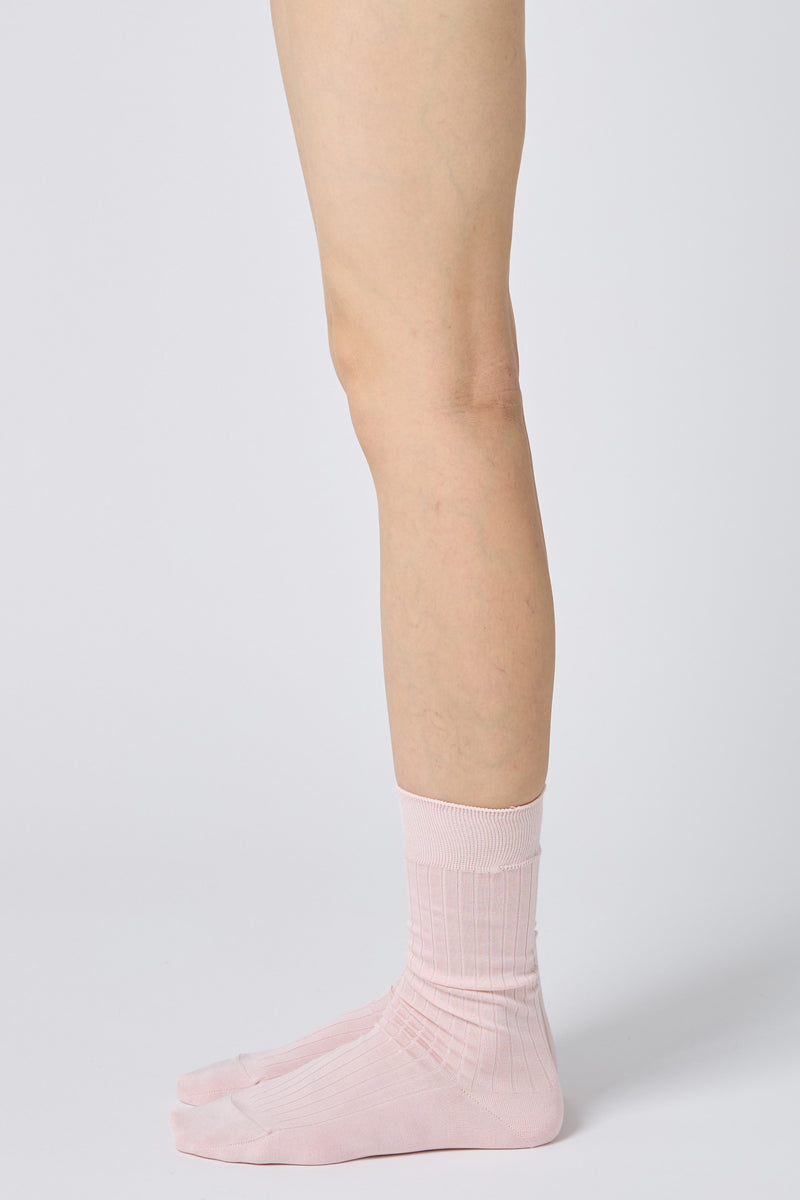 silk wide rib socks powder pink