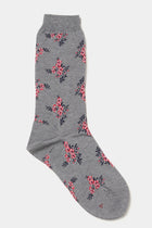 floral socks grey