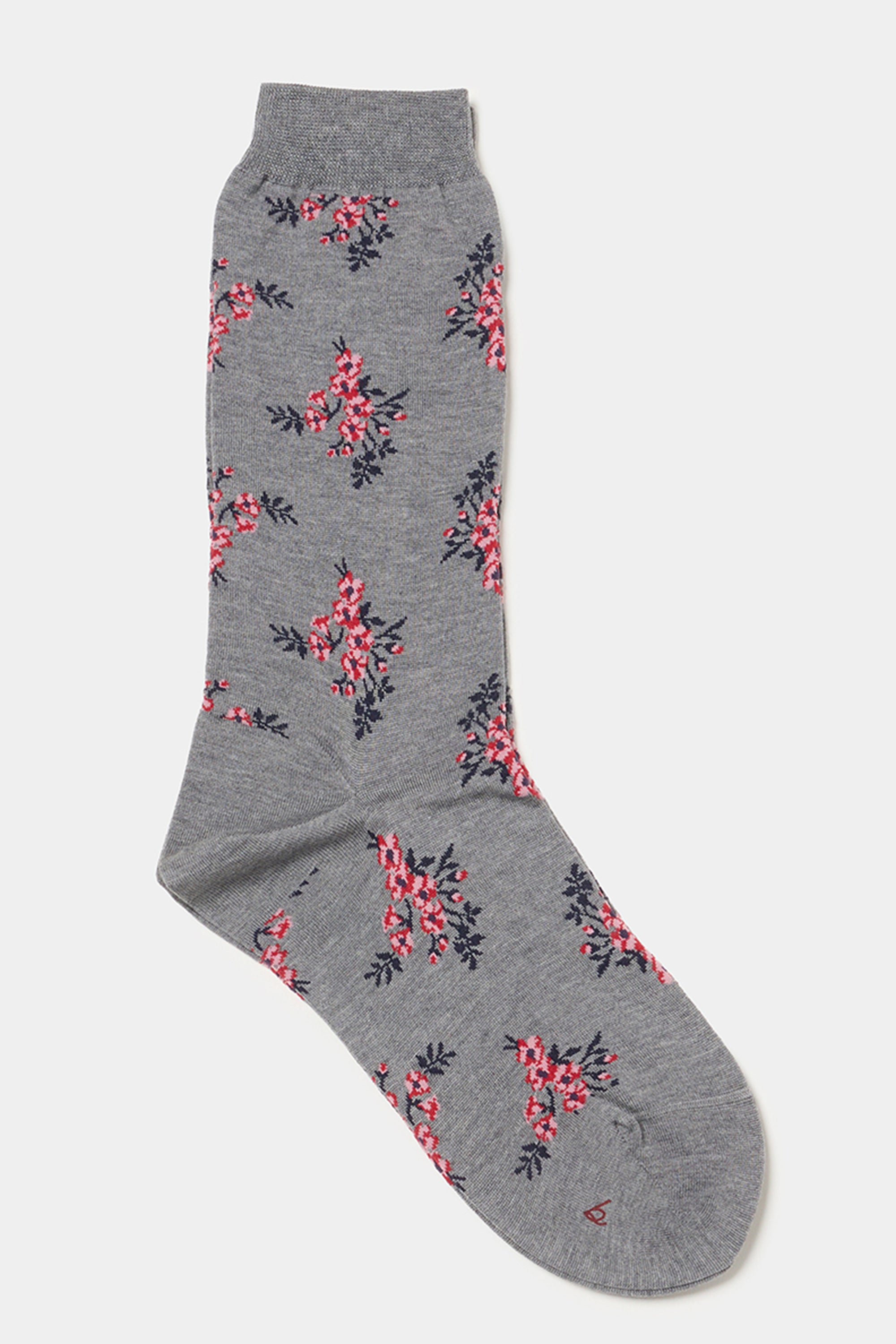 floral socks grey