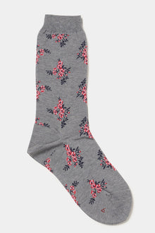 floral socks grey