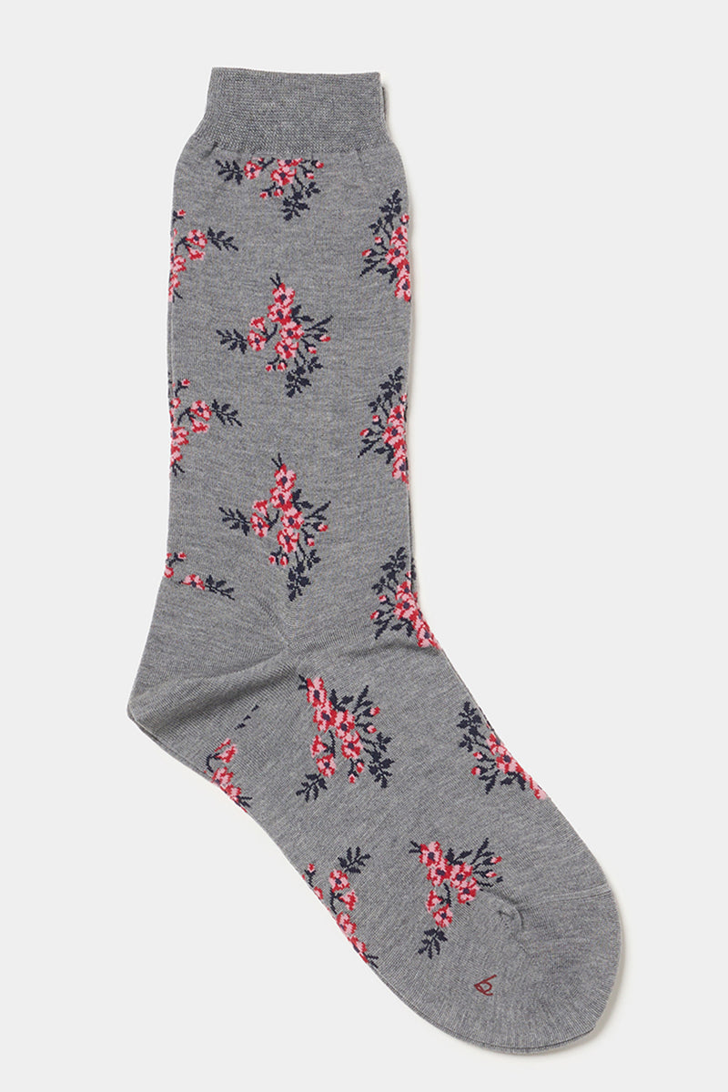 floral socks grey