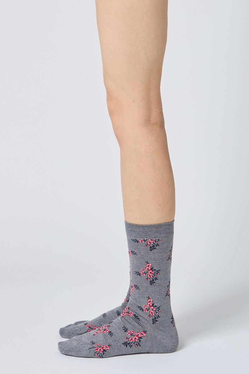 floral socks grey