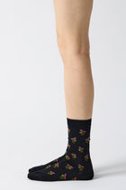 small bouquet socks woolen black