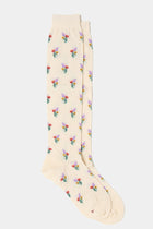 small bouquet high knee socks woolen ivory