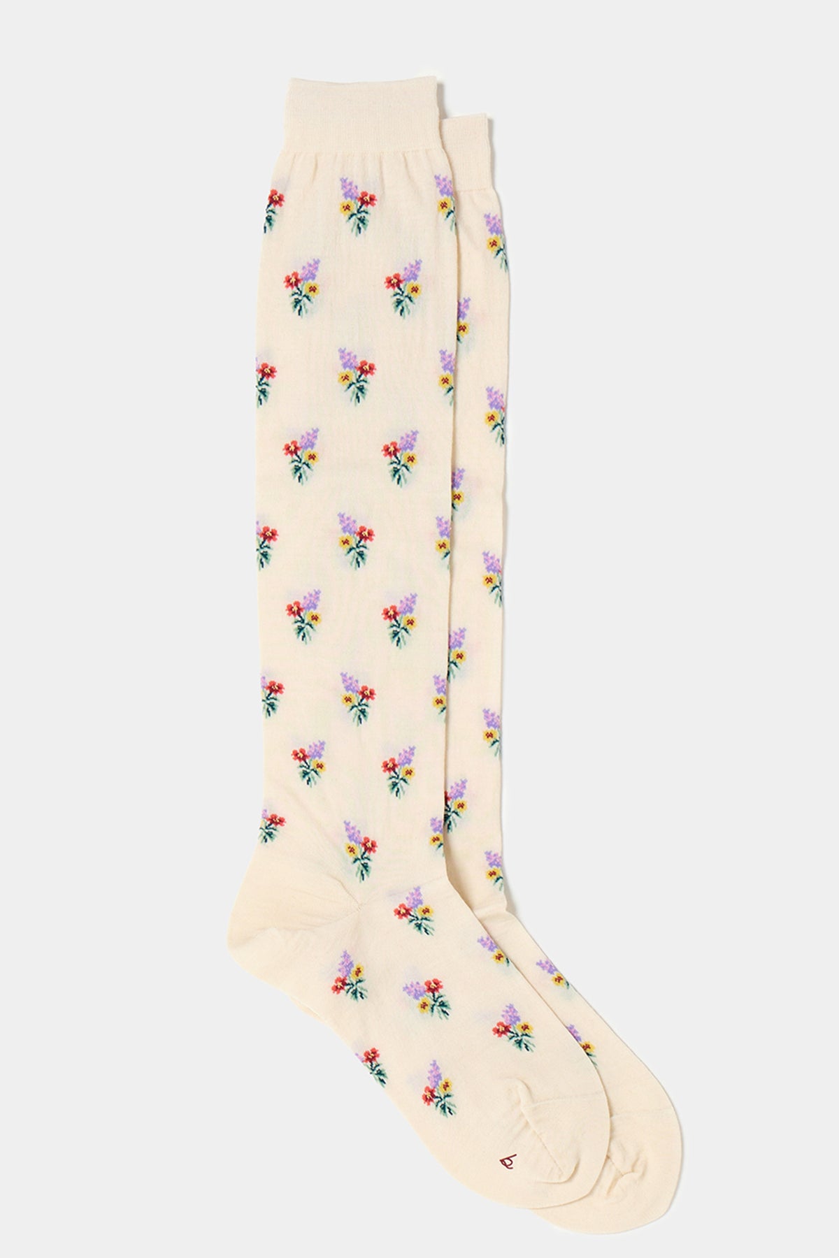 small bouquet high knee socks woolen ivory