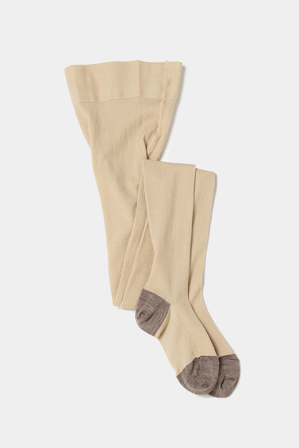 ribbed woolen tights beige