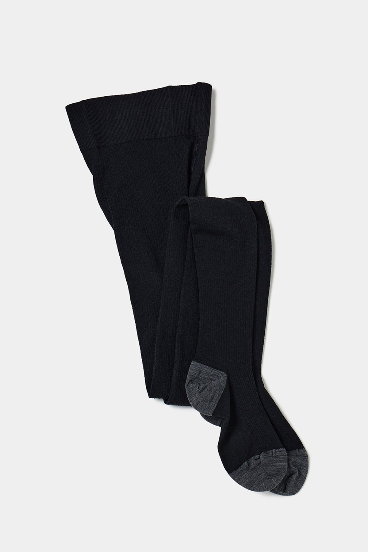 ribbed woolen tights black