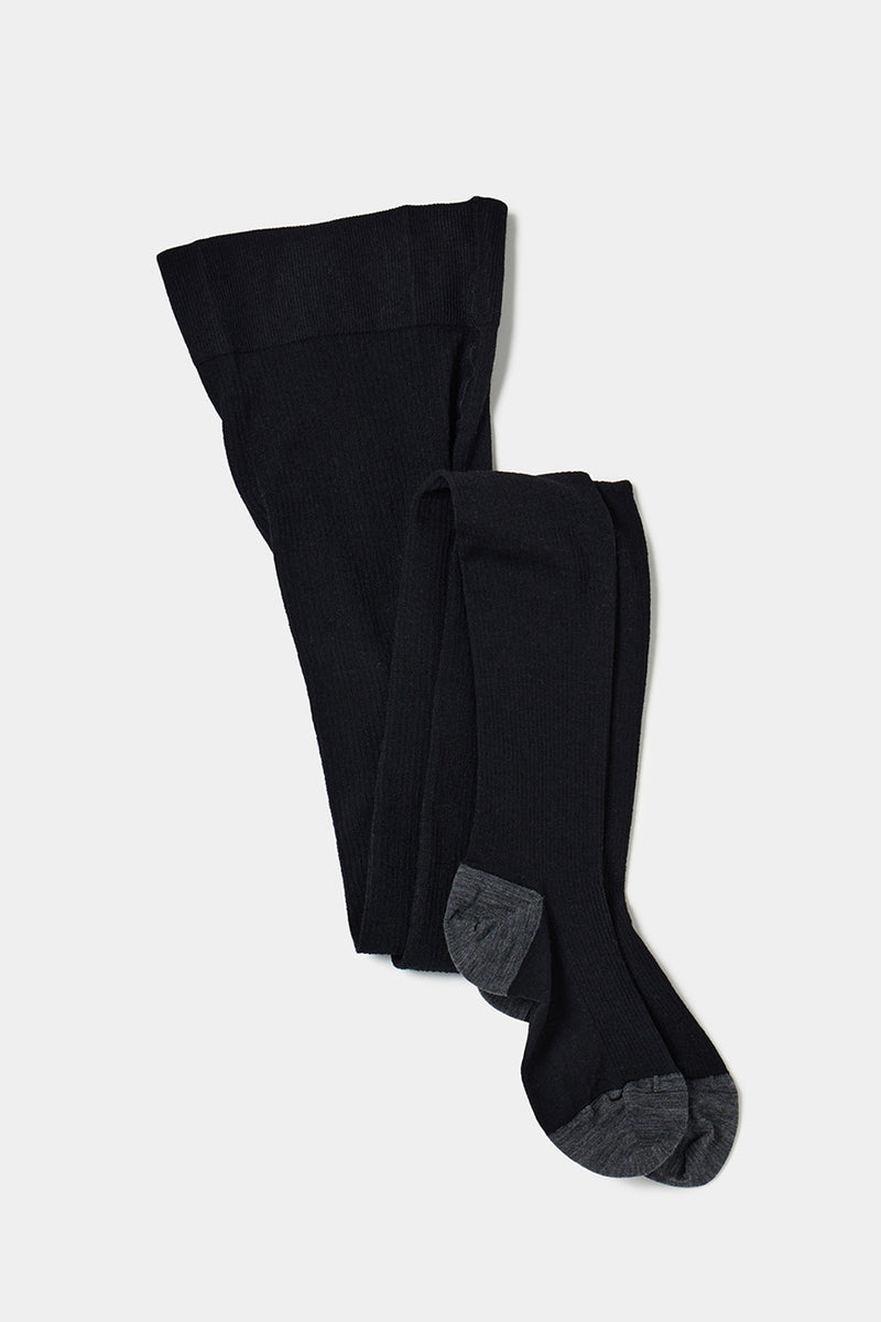 ribbed woolen tights black