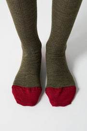 ribbed woolen tights khaki