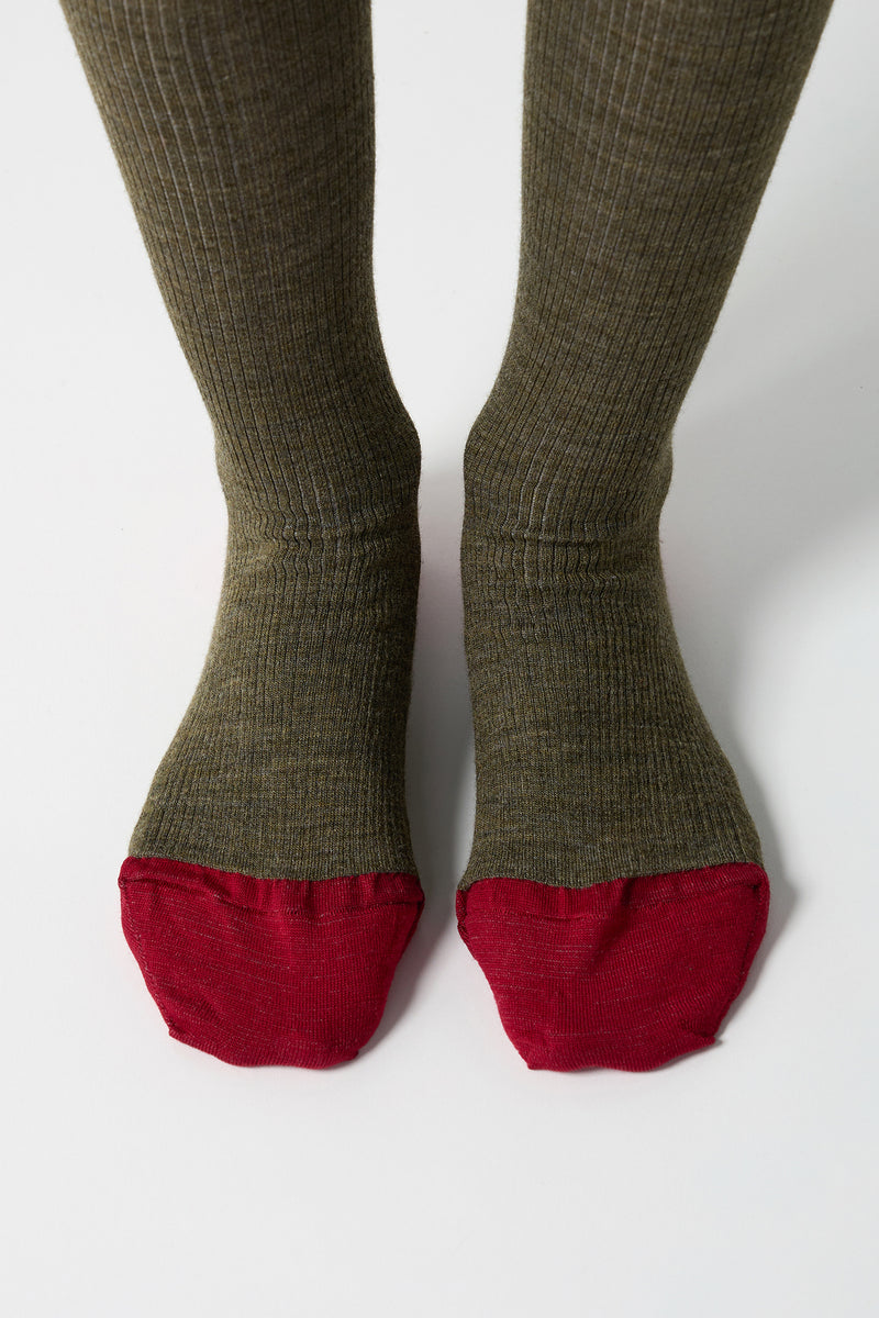 ribbed woolen tights khaki