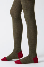 ribbed woolen tights khaki
