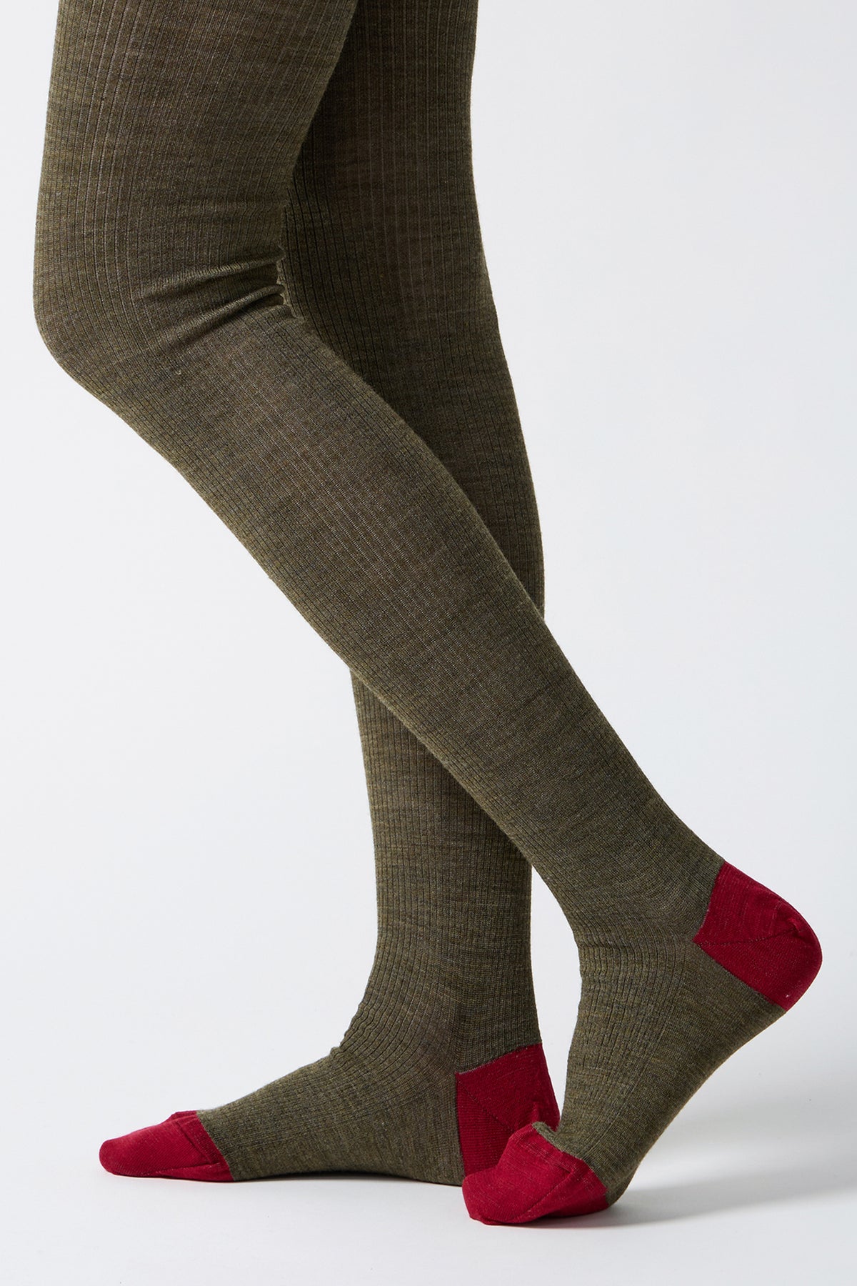 ribbed woolen tights khaki