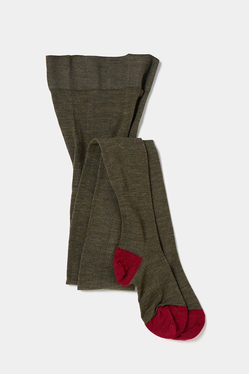 ribbed woolen tights khaki
