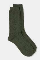 eyelet woolen socks khaki