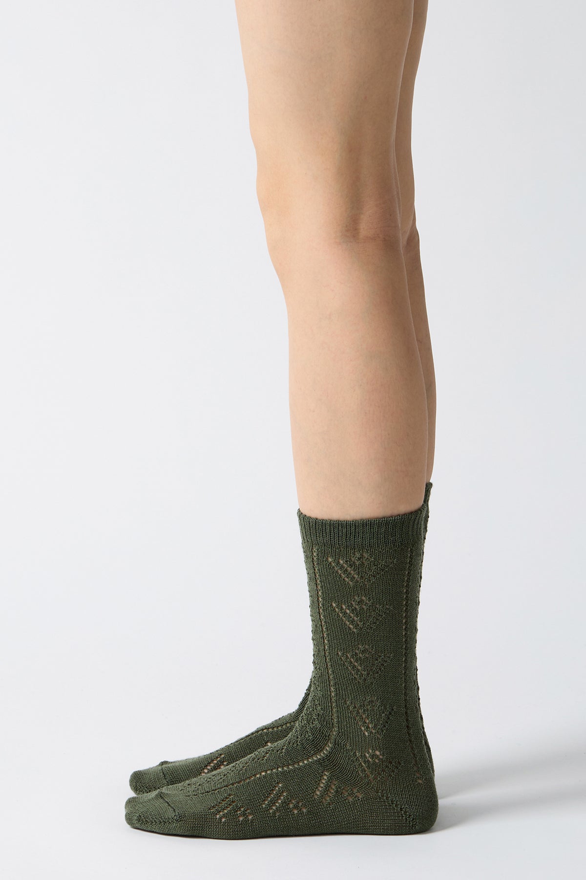 eyelet woolen socks khaki