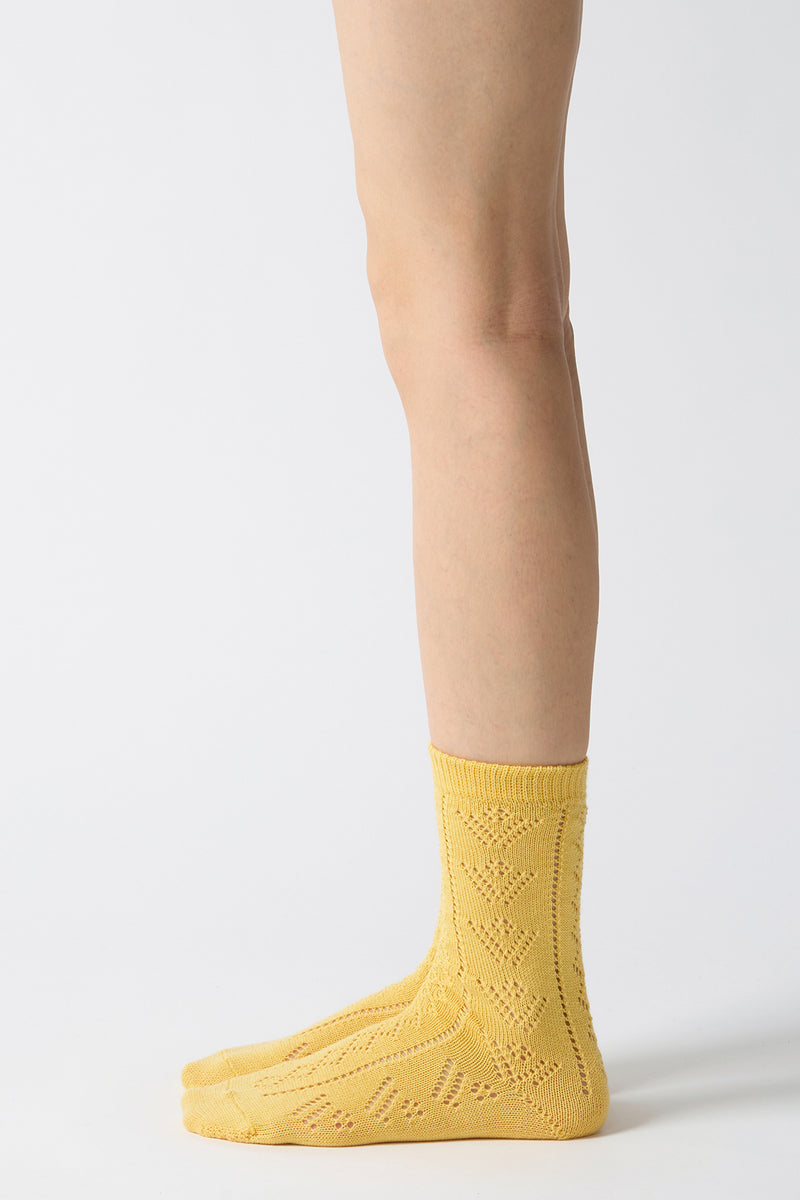 eyelet woolen socks yellow